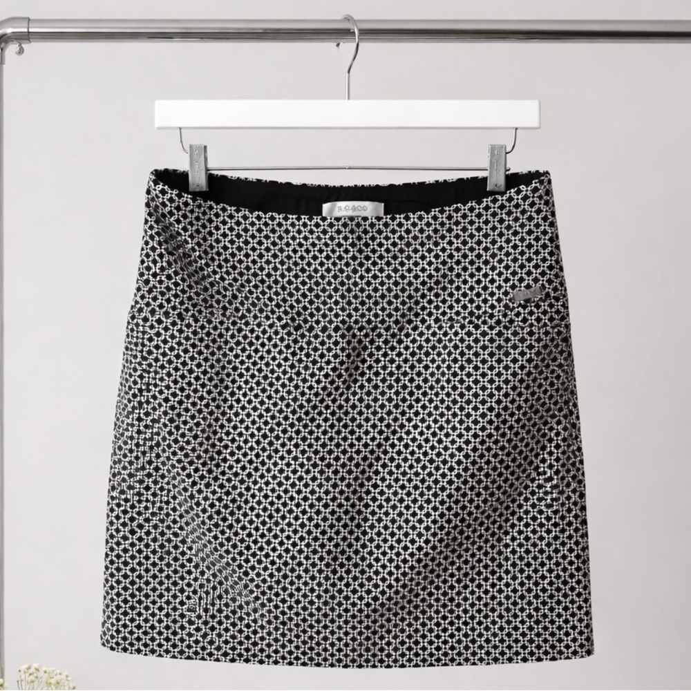 S.C.A.C.O Black and White Patterned Pencil Skirt